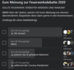 Facebook-Umfrage zu Feuerwerksverbot stand 27.11.2020, 21:40