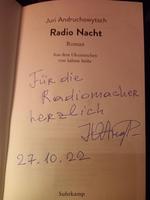 Signatur des Autors im Buch Radionacht