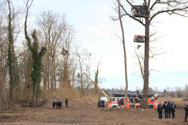 Stadt bei Waldzerörung  mit allem Gerät 