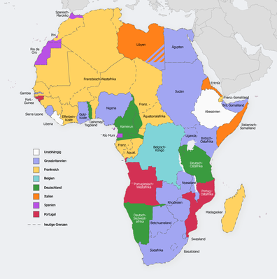 Kolonisiertes Afrika um 1914