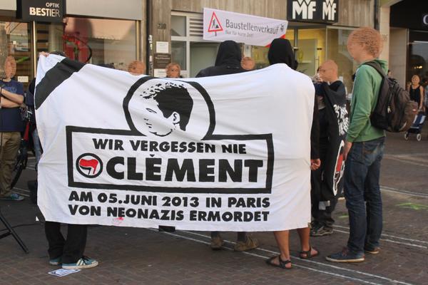 Gedenkkundgebung in Freiburg zum Jahrestag des Todes von Clément Méric