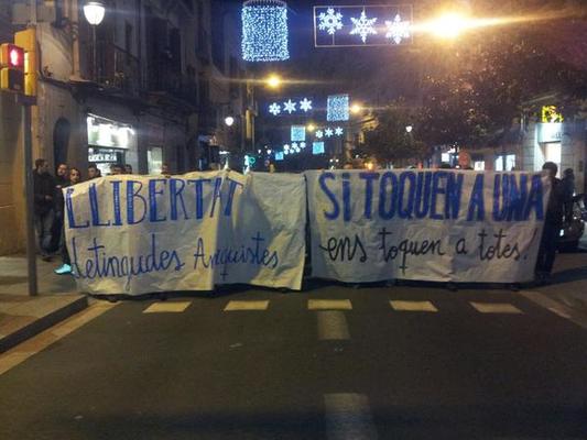 Solidemo nach Repression gegen AnarchistInnen in Barcelona
