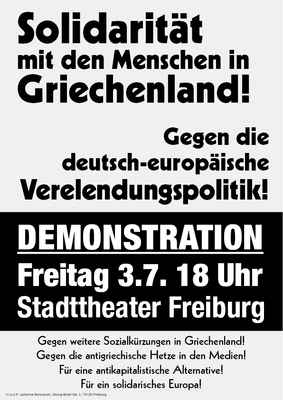 Solidarität mit den Menschen in Griechenland - Gegen die deutsch-europäische Verelendungspolitik