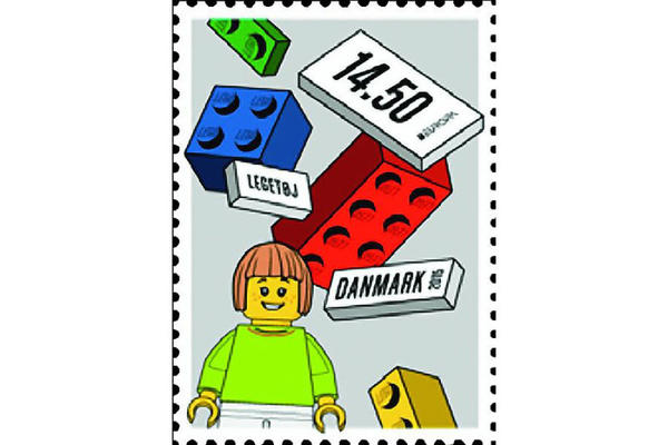 Briefmarke mit Lego-Bausteinen