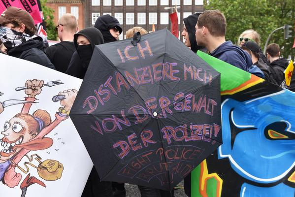 Linke bei einer Demo gegen den G-20 Gipfel im Hamburg.