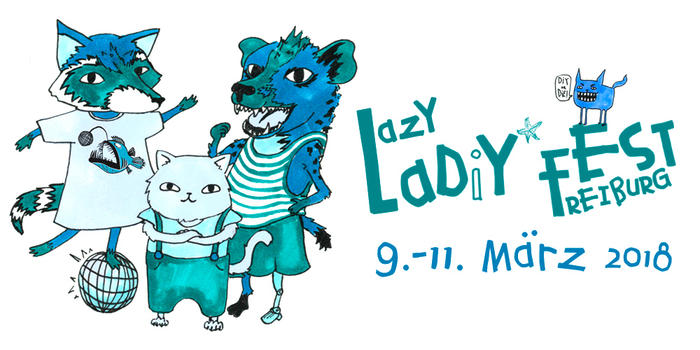 Lazy Ladiyfest Freiburg - Logo mit rotem Panda, Hyäne und Katze