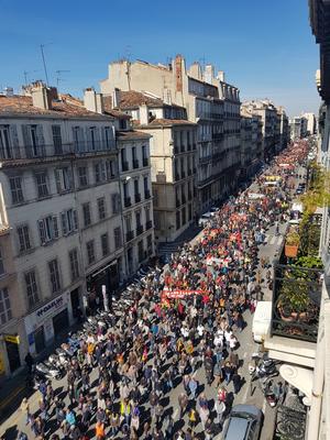 Proteste gegen Reformen bei Bahn und öffentlichem Dienst in Marseille, 22. März 2018