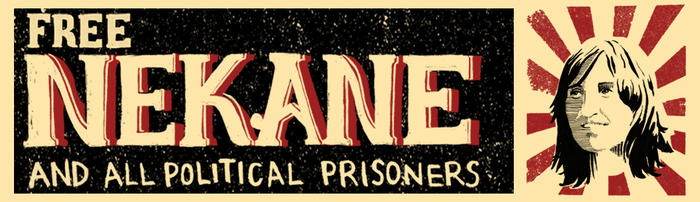 Zeichnung von Nekane und Slogan &quot;Free Nekane and all political prisoners&quot;