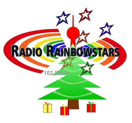 Modifiziertes Radio RainbowStars-Logo in Weihnachtsoptik