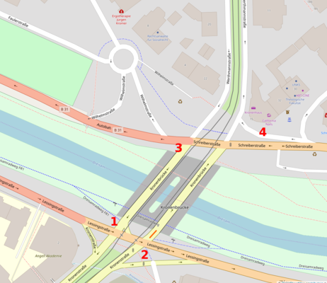 Die Kronenbrücke auf OpenStreetMap