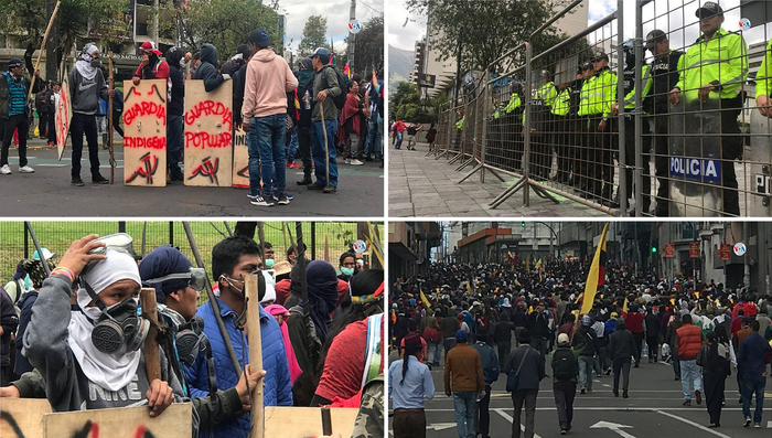 Szenen der Demonstrationen, Oktober 2019 in Ecuador