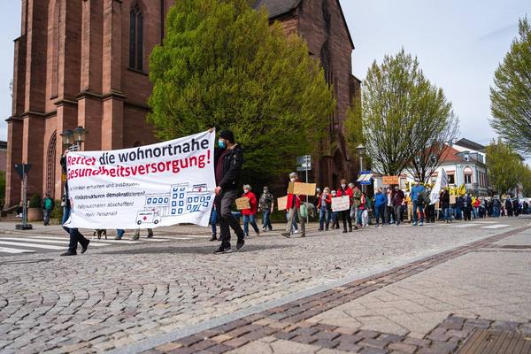 Demonstration zur Klinikschließung in Oberkirch anfang 2021