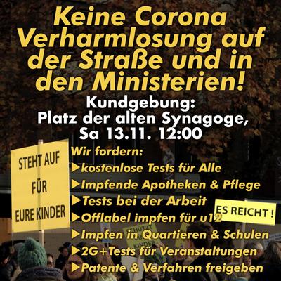 Kundgebung am Samstag in Freiburg: Keine Corona Verharmlosung auf der Straße und in den Ministerien