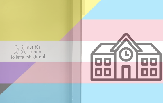 Trans und Non-Binary Flagge, Schulsysymbol, Geschlechtsneutrale Schul Toilette