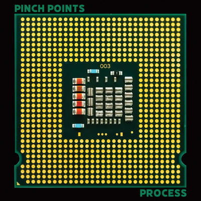 Album Cover des Albums Process von Pinch Points. Gelbe Punkte, in deren Mitte ein Computer Chip abgebildet ist.