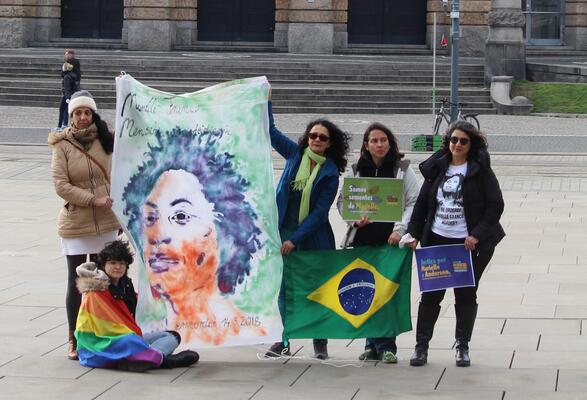 Kundgebung für Marielle Franco auf dem Platz der Alten Synagoge