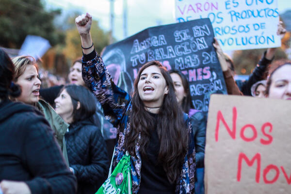 fRau auf einer feministischen Protestdemo 2017