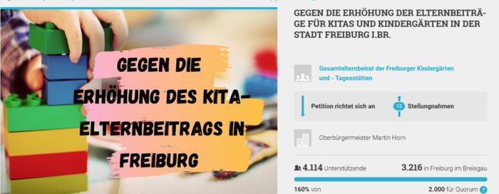 Petition gegen die Erhöhung der Kitabeiträge in Freiburg
