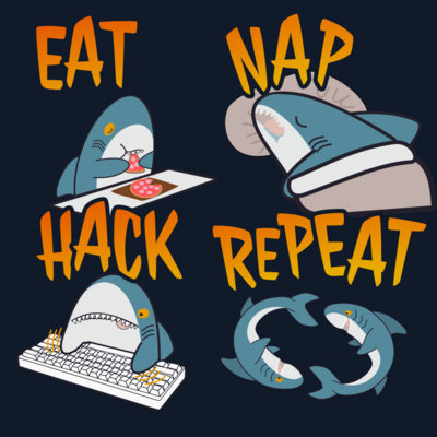 Eat Nap Hack Repeat in Sharky optik auf einem der CCC Events
