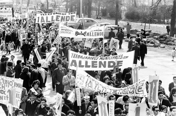 Demonstration für Allende in Santiago de Chile