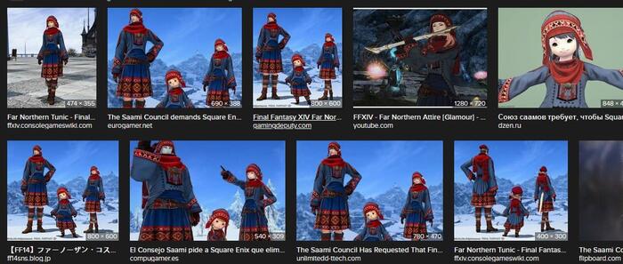 ERgebnis der Bildersuche im Web: Drei Figuren in traditioneller samischer Kleidung aus dem Game Final FAnstasy