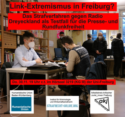 Sharepic: Link-Extremismus in Freiburg? D0. 30.11. 19 Uhr ct Hörsaal 3219 (KGIII) der Uni Freiburg
