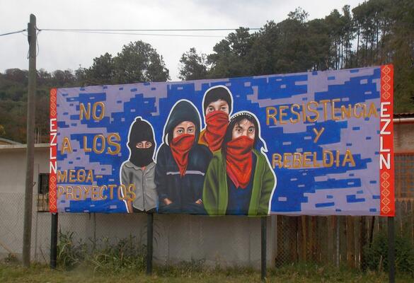 GEmälde - Zapatistisches Plakat der EZLN gegen die Megaprojekte