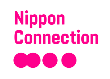 Das Logo der Nippon Connection, japanisches Filmfestival in Frankfurt am Main: Der Schriftzug &quot;Nippon Connection&quot; in pink mit vier ebenfalls knallpinken Kreisen auf weißem Hintergrund