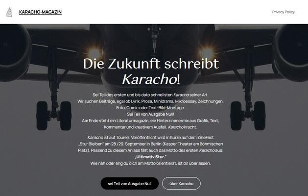 screenshot der brandaktuellen und absolut neuen webseite: zukunftkaracho.de