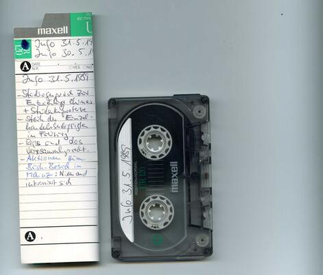 BeschreibungsCover und Kassette vom 31.5.1989  aus dem RDL Archiv
