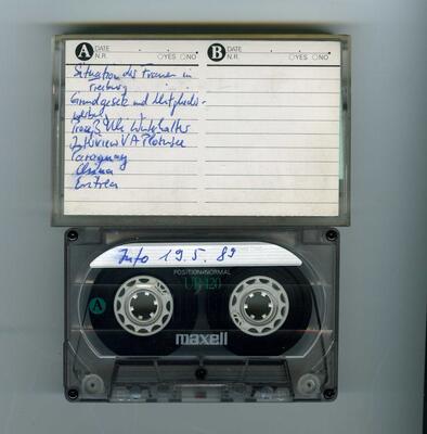 Cassetten Cover und Casstette der Aufzeichnung vom 19.Mai 1989 aus dem RDL Archiv