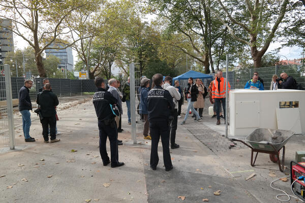 Pressebesichtigung des neuen Platzes für Drogenkonsumierende