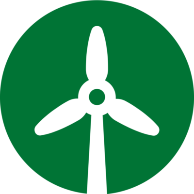 3-Flügel Windmühle auf grünen Grund