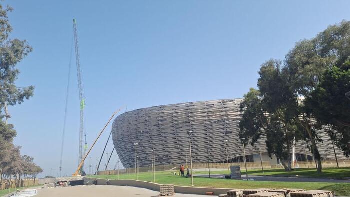 WM Stadion in Marokko, kurz vor ihrer Fertigstellung Ende August 25