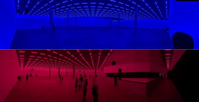 Verschiedene Stadien der Illumination im Schaulager 