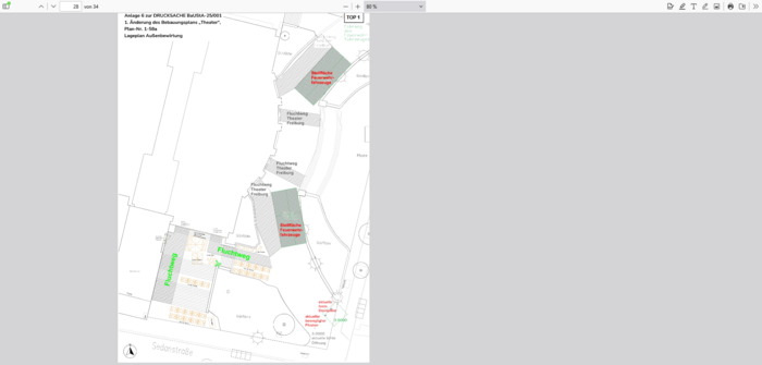 Bildliche Darstellung geplanter  Bestuhlung für Theater Bar in der Aussenbewirtschaftung