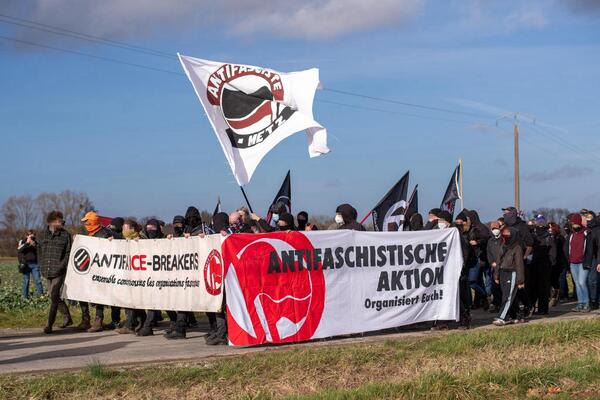 International demonstration against Nazis in french countryside