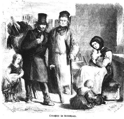 "Obdachlose im Arbeitshause" - Illustration aus der Zeitschrift "Die Gartenlaube", 1857
