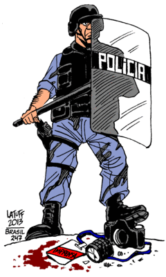 Gewalt gegen die Presse. Bild: Carlos Latuff