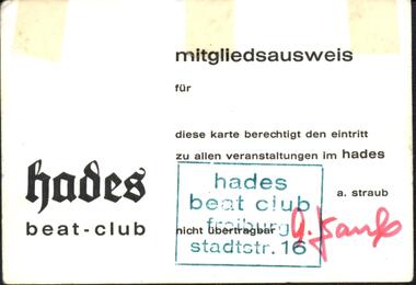 Historischer Mitgliedsausweis vom Beat Club