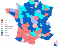 Politische Farbe der Mehrheiten in den Departementräten ab 2015
