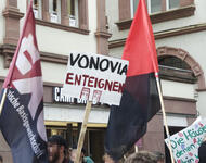 Schild: Vonovia enteignen auf Mietendemo in Freiburg