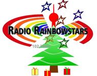 Modifiziertes Radio RainbowStars-Logo in Weihnachtsoptik