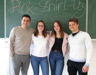 Unsere Interviewpartner aus dem Georg-Büchner-Gymnasium, von links nach rechts Philipp Brotz, Lara, Finja und Daniel