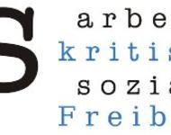 Logo des aks: die drei kleinen Buchstaben abwechselnd in schwarz und blau, daneben der Schriftzug: arbeitskreis kritische soziale arbeit Freiburg