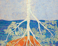 Bildname: "Sonnenbirke" Maler:  Lola V. Lonli Beschreibung: umgekehrte Birke die mit den Wurzeln nach oben ragt