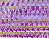 Digital Collage resembling a mosaic. Colors: purple, red and yellow.