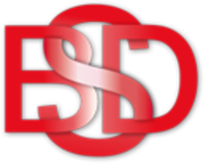 Das Logo des BSD e.V. - Bundesverband Sexuelle Dienstleistungen e.V.: Die roten Großbuchstaben BSD sinnlich ineinander vershlungen