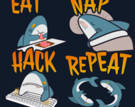 Eat Nap Hack Repeat in Sharky optik auf einem der CCC Events
