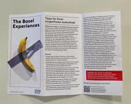 Flyer, der aussieht wie von offizieller Seite mit dem Bild einer mit Gafferband befestigten Banane: A.R.T. Anti-Repressions-Team Basel: The Basel Experience - Tipps für einen sorgenfreien Aufenthalt.